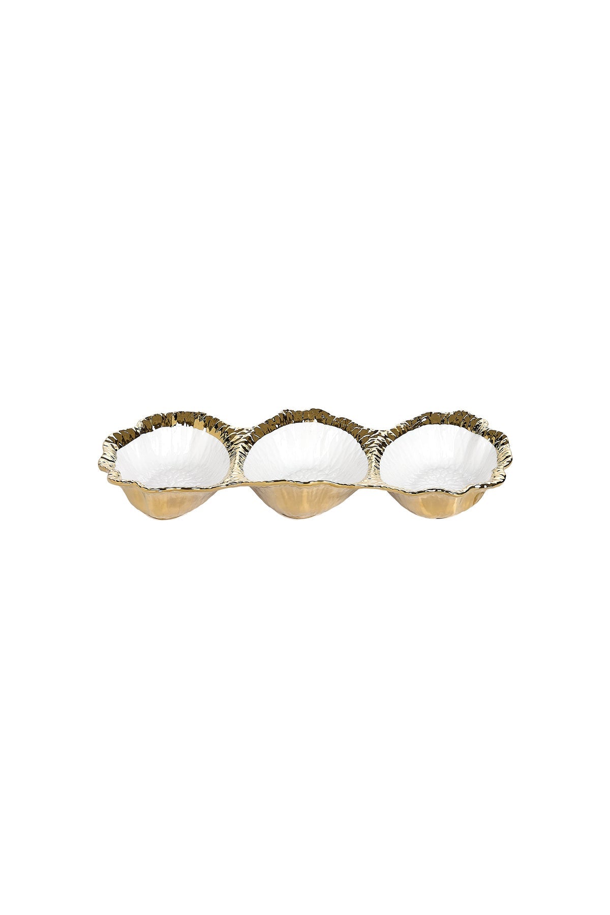 Platou Servire 3 Compartimente din Porțelan Auriu – 31.3 cm