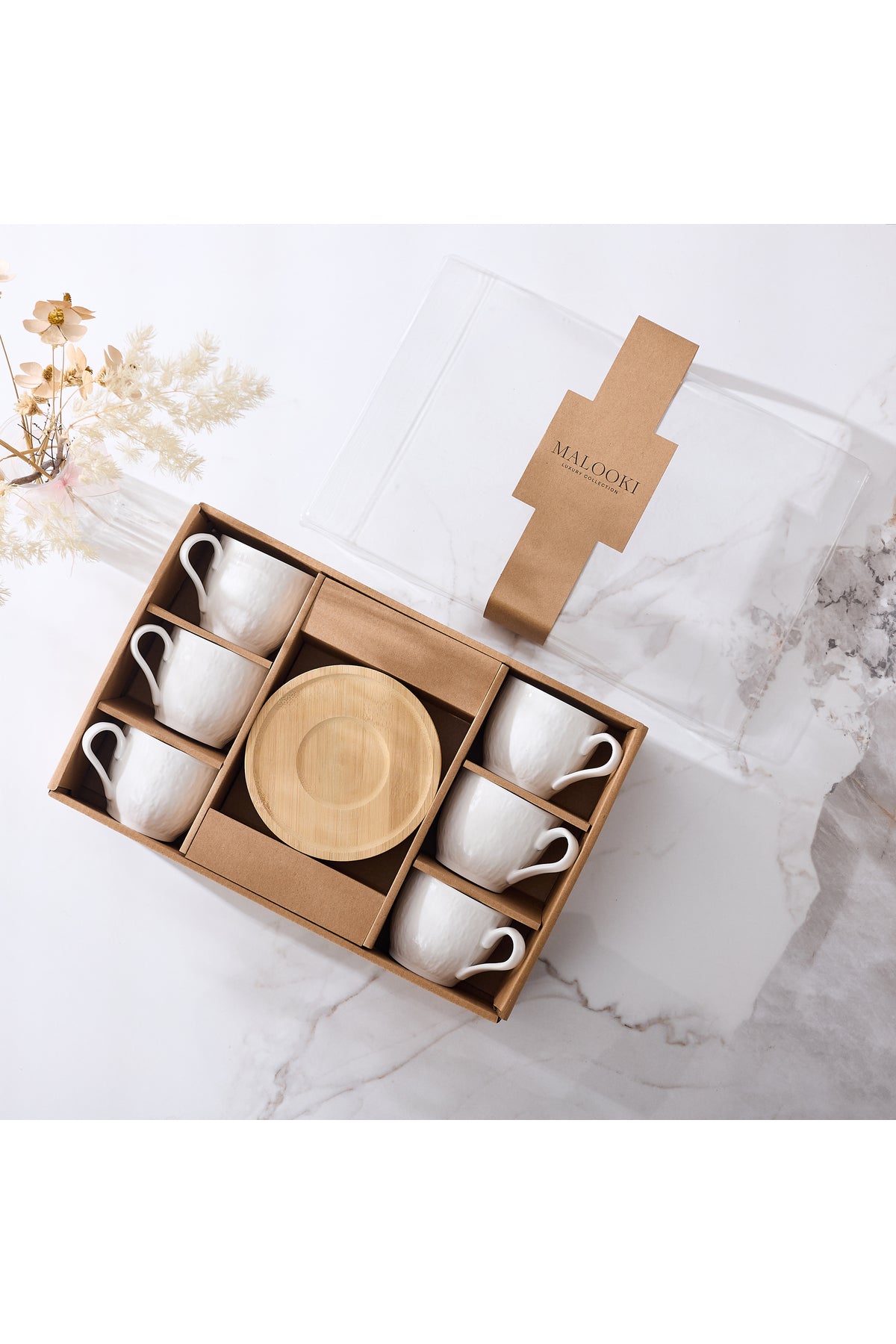 Set de 6 cesti de 200 ml, cu 6 farfurioare
