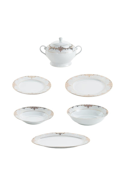 Serviciu de Masă 12 Persoane Imperial Gold Medallion din Porțelan , 40 piese, Design Baroc Regal