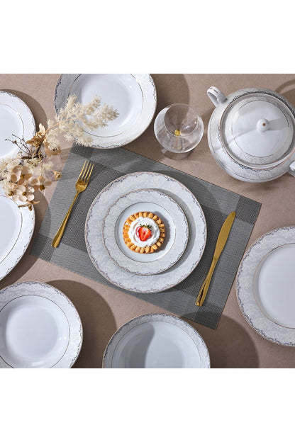 Serviciu de Masă 6 persoane Golden Heritage din Porțelan , 30 piese, Design Clasic Oriental Auriu