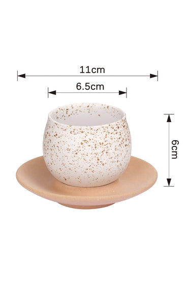 Set Ceașcă de Cafea din Ceramică Artizanală cu Farfurioară, Stil Japonez, 150 ml