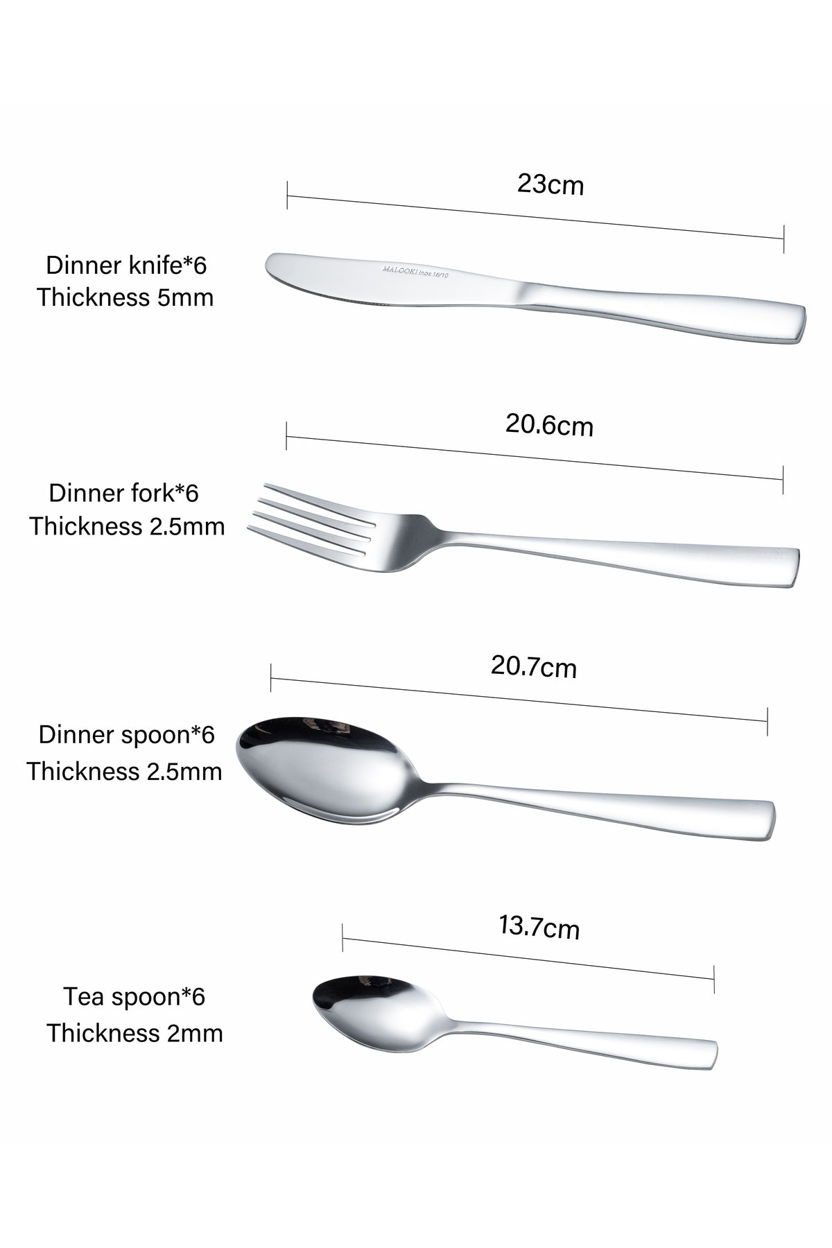 Set Tacâmuri 24 Piese pentru 6 persoane, Inox premium – Finisaj Argintiu Lucios