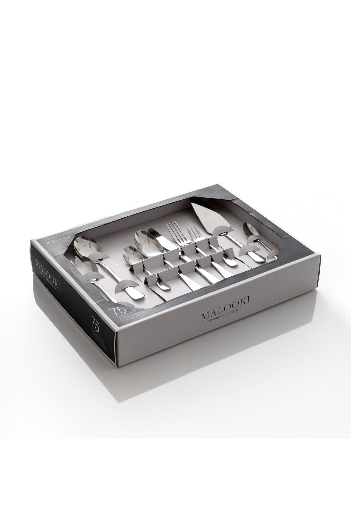 Set Tacâmuri 75 Piese pentru 12 persoane, Inox Premium–Argintiu, Set Complet cu Accesorii de Servire