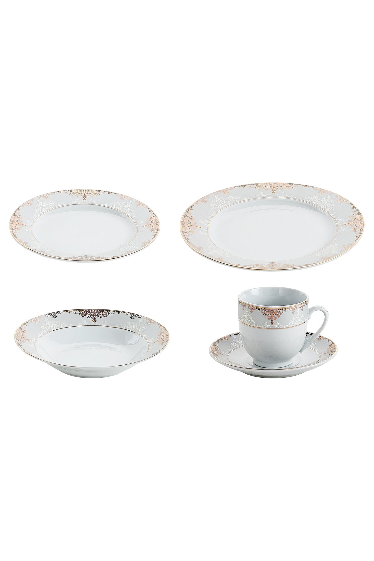 Serviciu de Masă 6 persoane Imperial Gold Medallion din Porțelan , 30 piese, Design Baroc Regal
