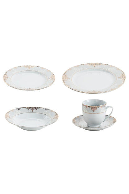 Serviciu de Masă 6 persoane Imperial Gold Medallion din Porțelan , 30 piese, Design Baroc Regal