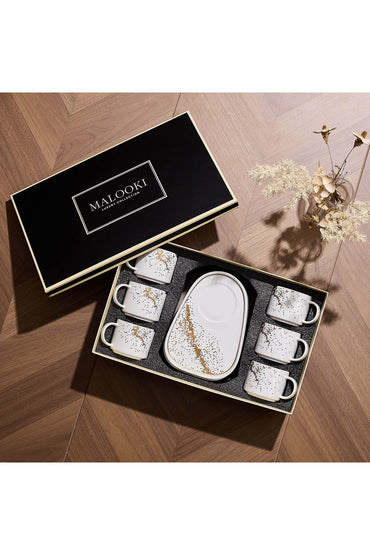 Set de 6 cești cu 6 farfurioare platou neuniform, porțelan, 220 ml - Sprinkles collection