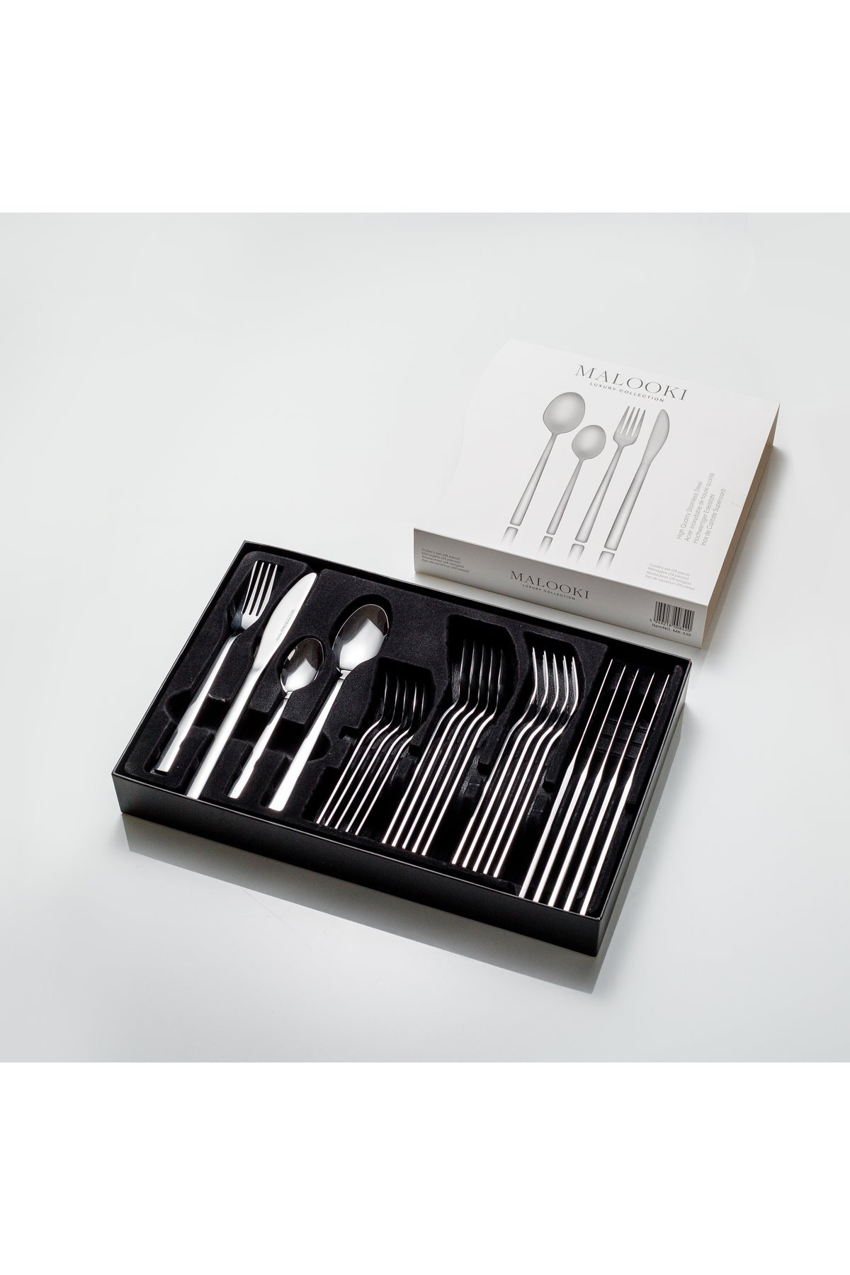 Set Tacâmuri modern 24 Piese pentru 6 persoane, Inox premium - Argintiu