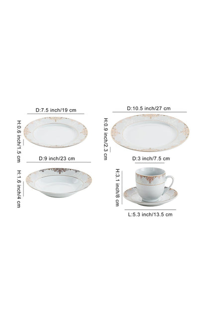 Serviciu de Masă 6 persoane Imperial Gold Medallion din Porțelan , 30 piese, Design Baroc Regal
