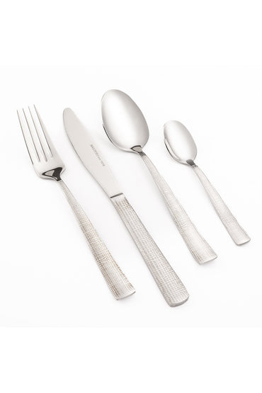 Set Tacâmuri 24 Piese pentru 6 persoane, Inox premium – Argintiu Texturat