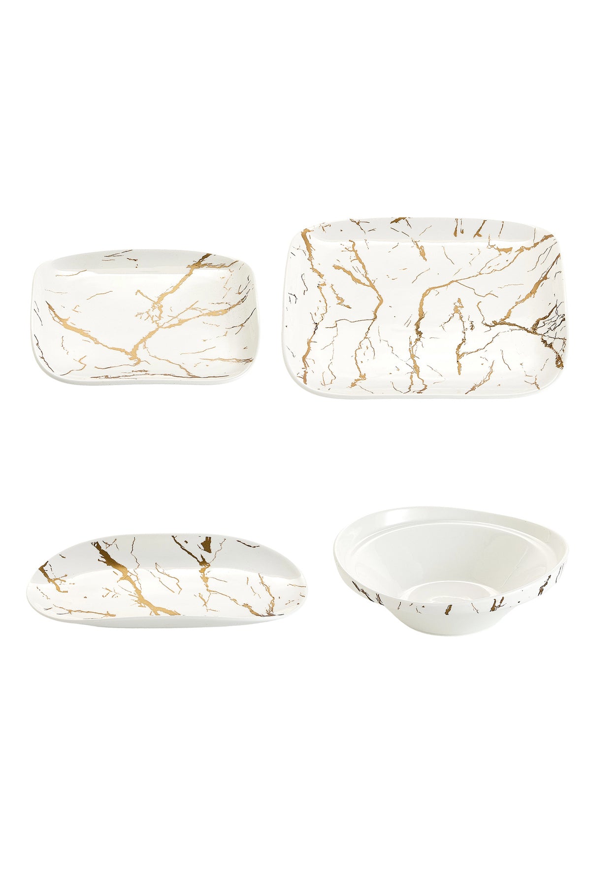 Set Serviciu Masă 20 Piese Pătrat, Portelan Premium, 6 Persoane - Marble Collection