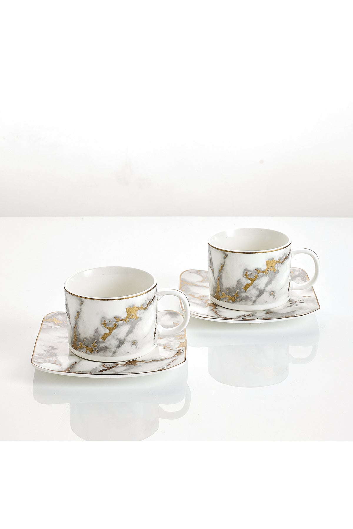 Set de 2 cești cu 2 farfurioare, 180 ml - Marmura