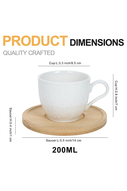 Set de 6 cesti de 200 ml, cu 6 farfurioare