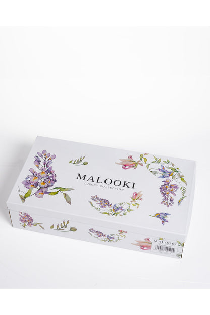 Set 6 cești cafea Iris – porțelan floral cu iris violet, 12 piese cu farfurioare