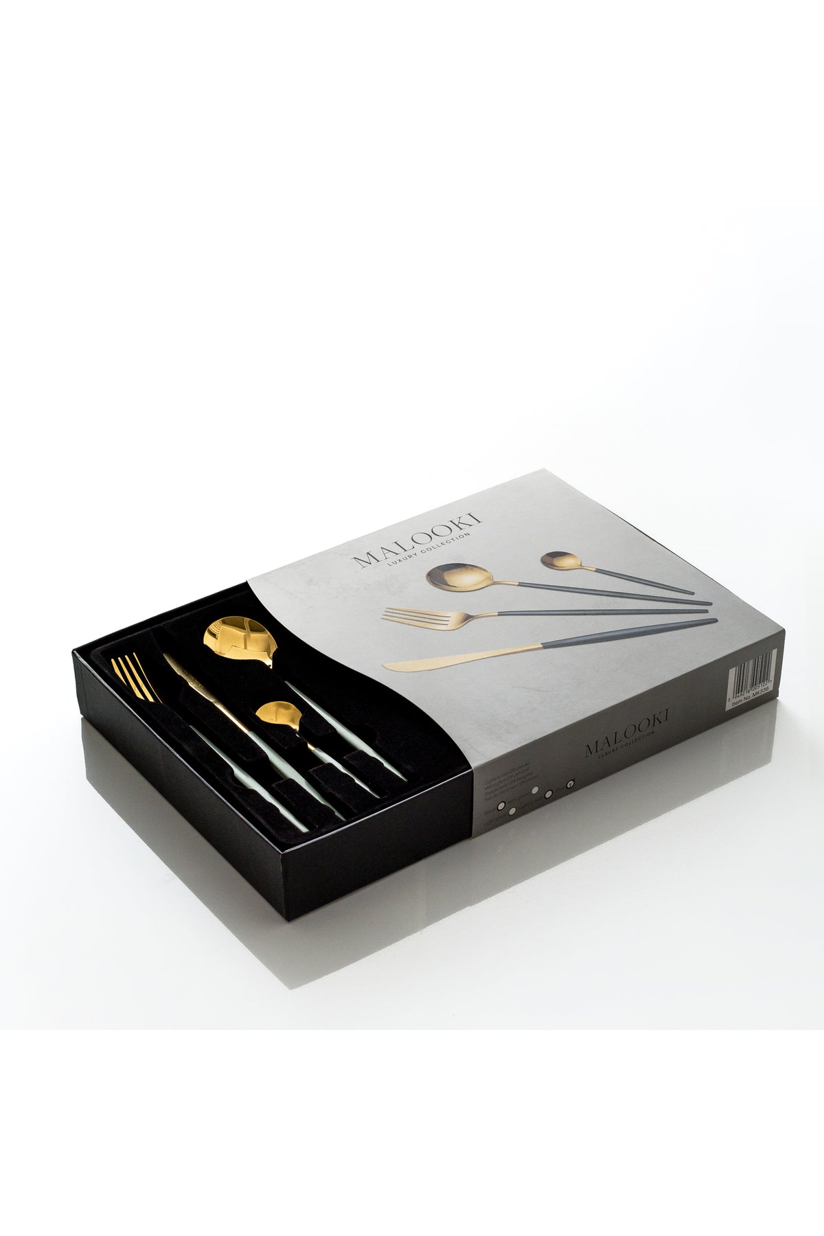 Set tacâmuri 24 piese inox 18/10 auriu bicolor – linguri, furculițe, cuțite