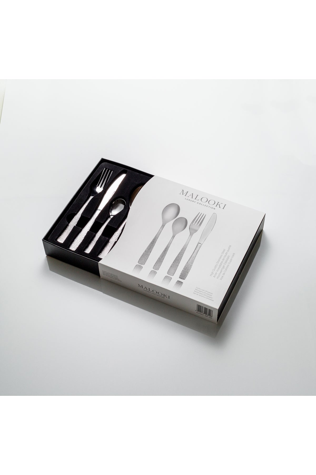 Set Tacâmuri 24 Piese pentru 6 persoane, Inox premium - Finisaj Argintiu Texturat