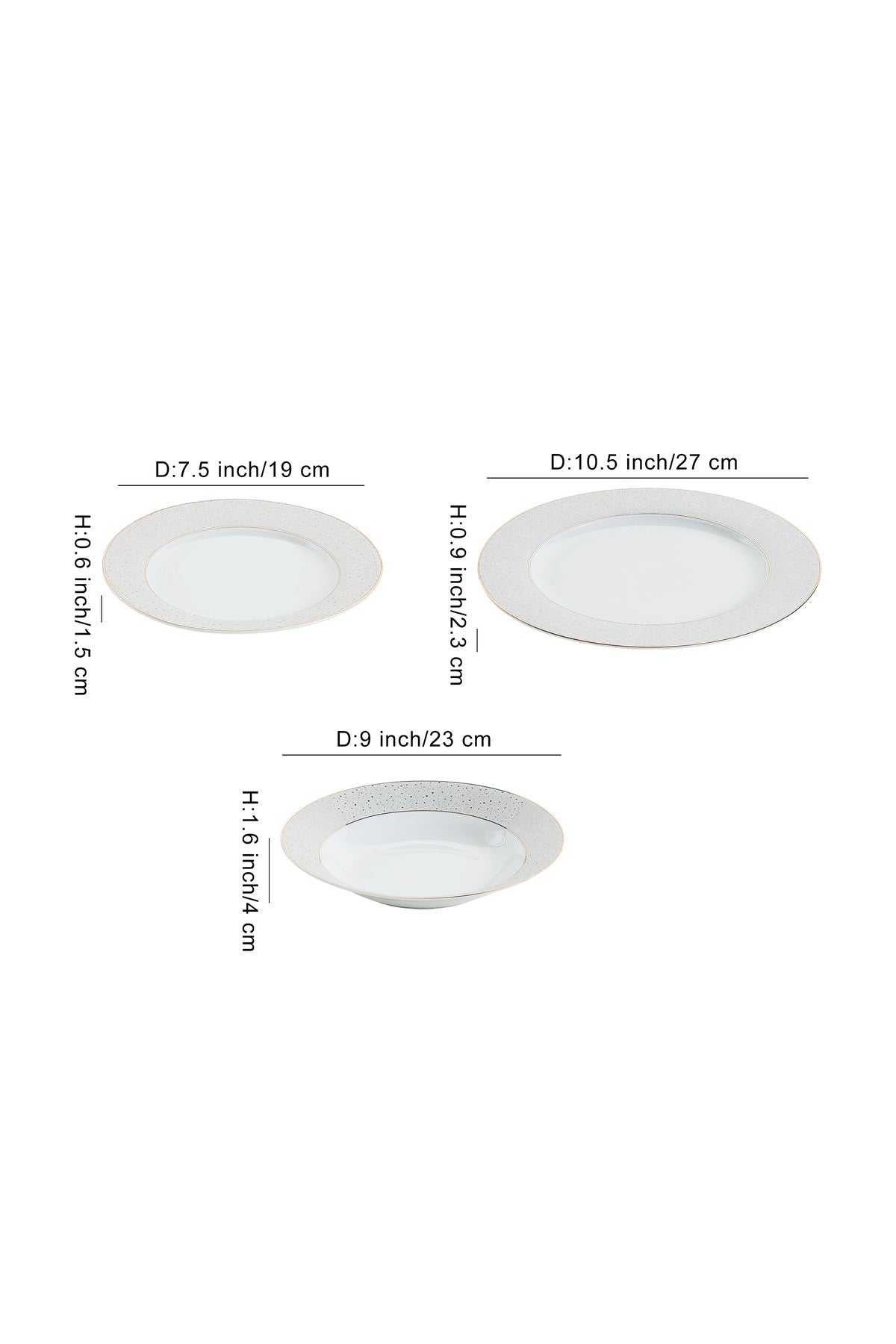 Serviciu de Masă 6 persoane Golden Stardust din Porțelan , 18 Piese, Design Modern cu Bordură Aurie