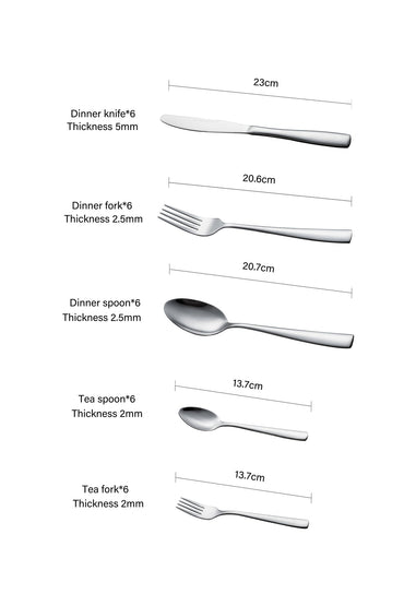 Set 30 Tacâmuri de Masă pentru 6 persoane, Inox 18/10 – Argintiu Lucios