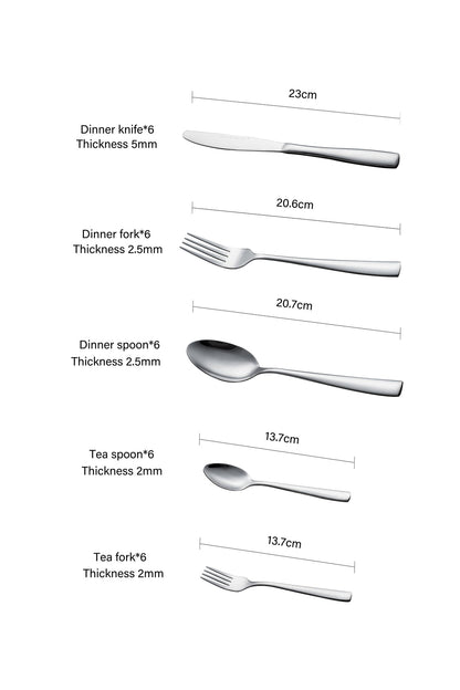 Set 30 Tacâmuri de Masă pentru 6 persoane, Inox 18/10 – Argintiu Lucios