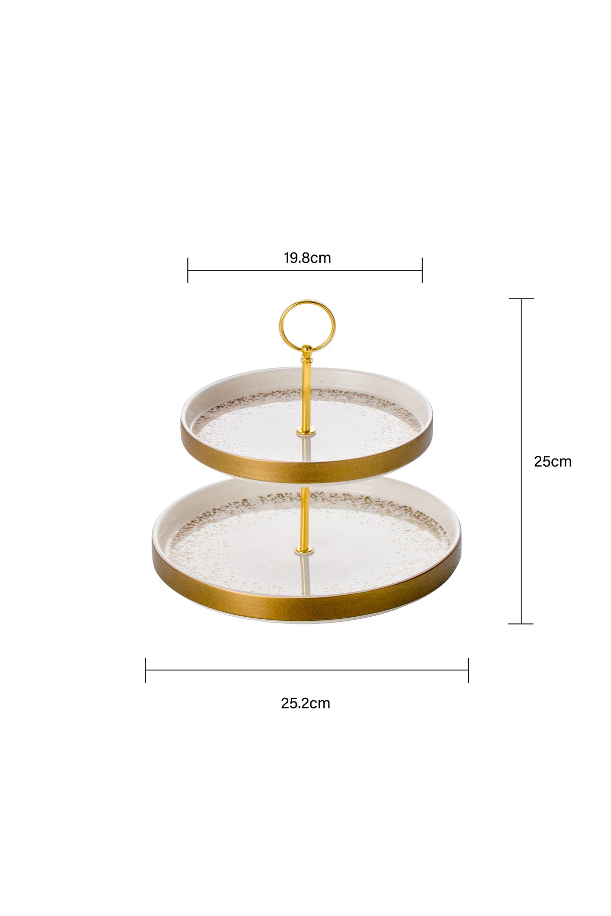 Suport Prăjituri Etajat din Porțelan, 2 Niveluri, 25 cm - Snowing collection