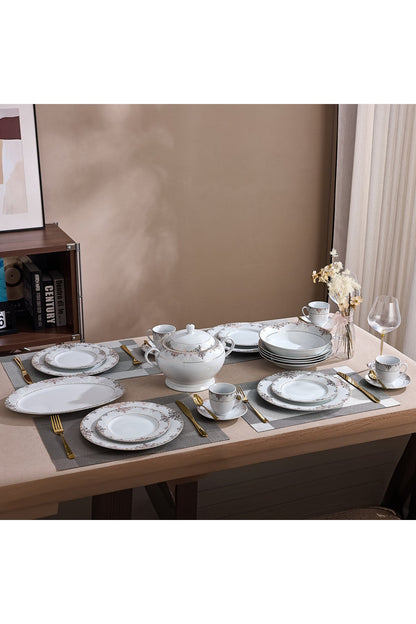 Serviciu de Masă 12 Persoane Imperial Gold Medallion din Porțelan , 64 Piese, Design Baroc Regal