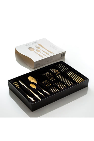 Set tacamuri 24 piese, pentru 6 persoane, Inox premium - Auriu