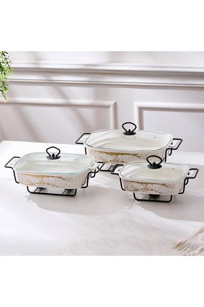 Vas de cuptor din porțelan cu suport încălzitor și capac sticlă, 32 cm - Sprinkles Collection