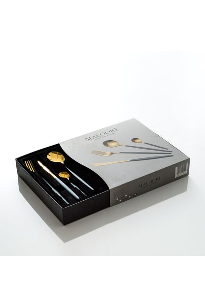 Set tacâmuri 24 piese inox 18/10 auriu bicolor – linguri, furculițe, cuțite
