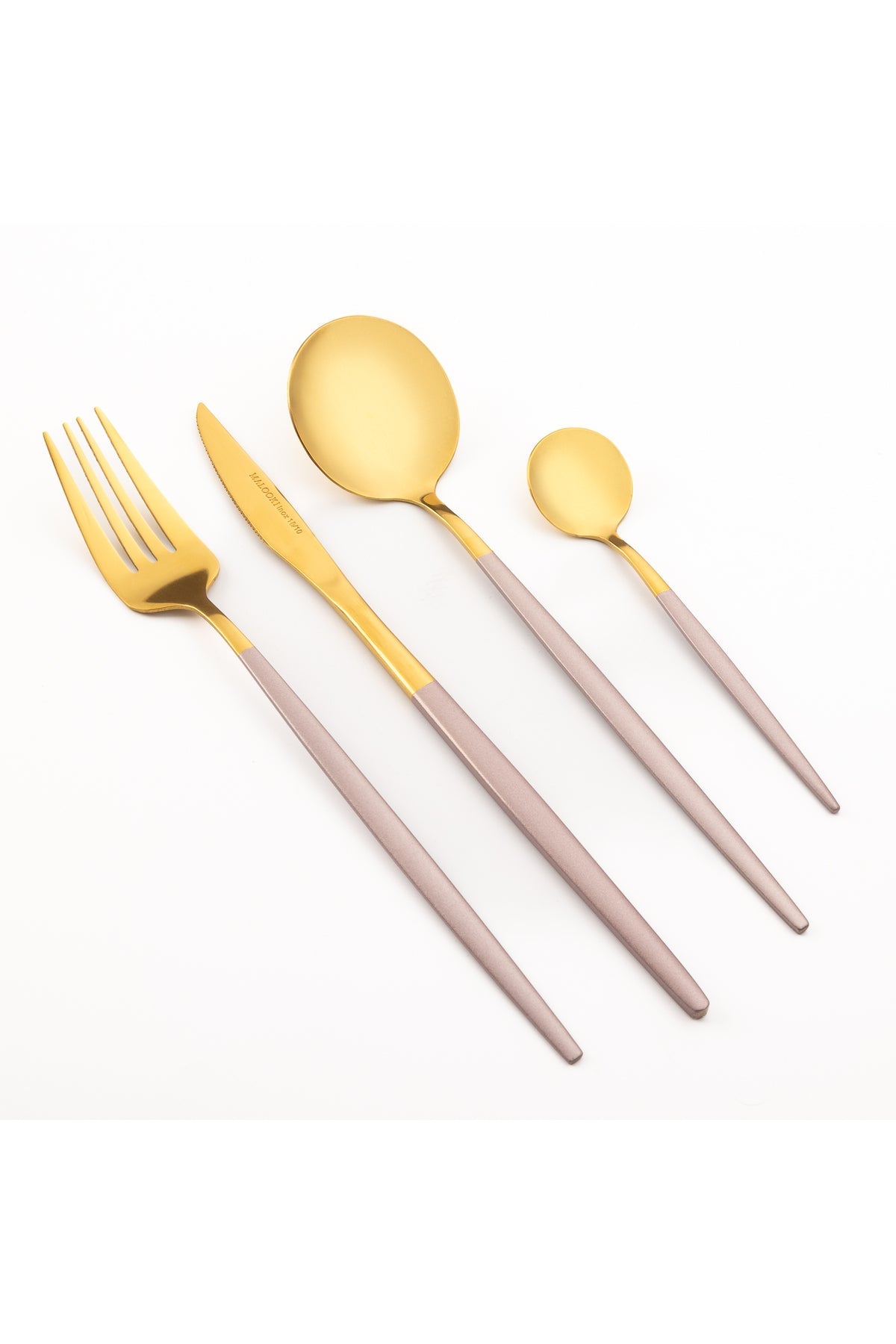 Set tacâmuri 24 piese inox 18/10 auriu bicolor – linguri, furculițe, cuțite