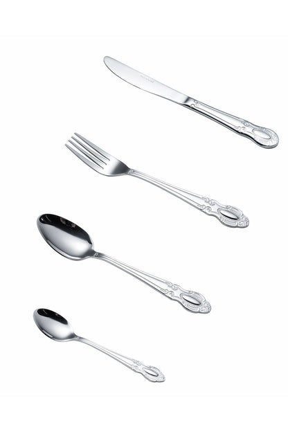 Set Tacâmuri 24 Piese pentru 6 persoane, Inox premium, Argintiu – Noble Heritage