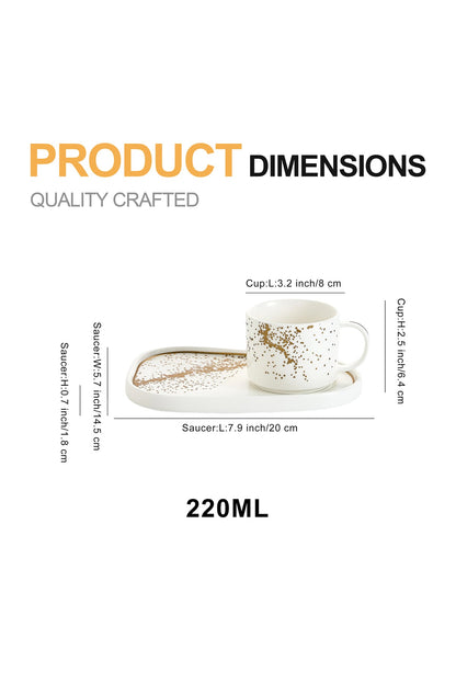 Set de 6 cești cu 6 farfurioare platou neuniform, porțelan, 220 ml - Sprinkles collection