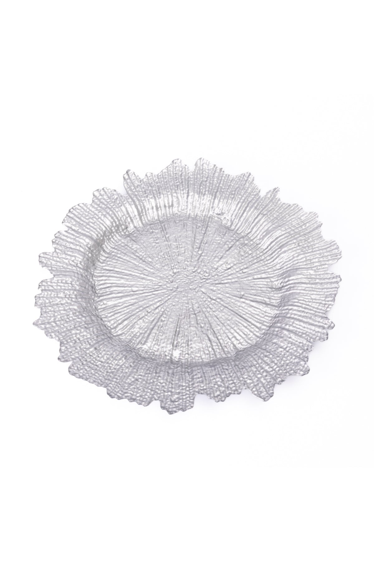 Farfurie Suport Sticlă Silver Bloom – Design Texturat Argintiu, 35cm