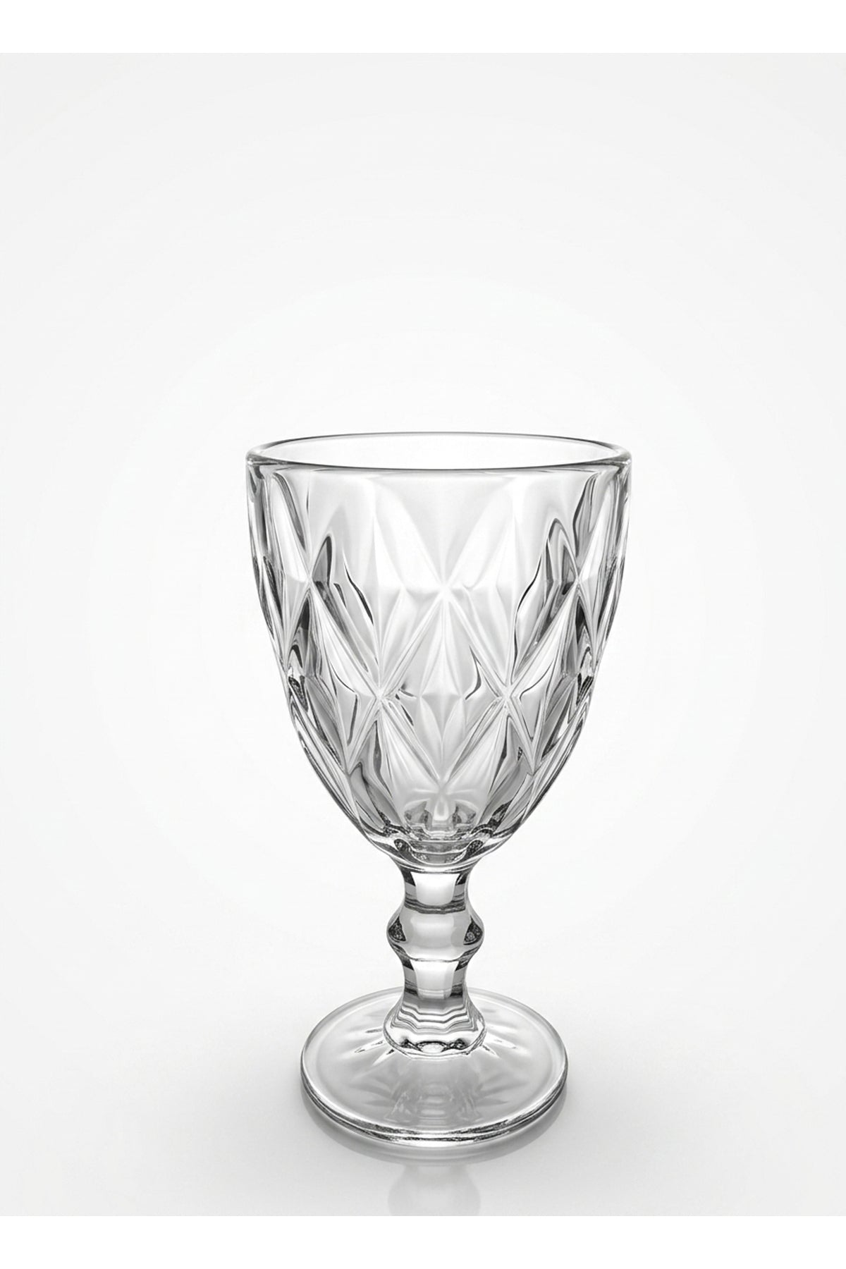 Set 6 pahare vin sticlă Diamond, model diamant gravat, 340ml, transparent