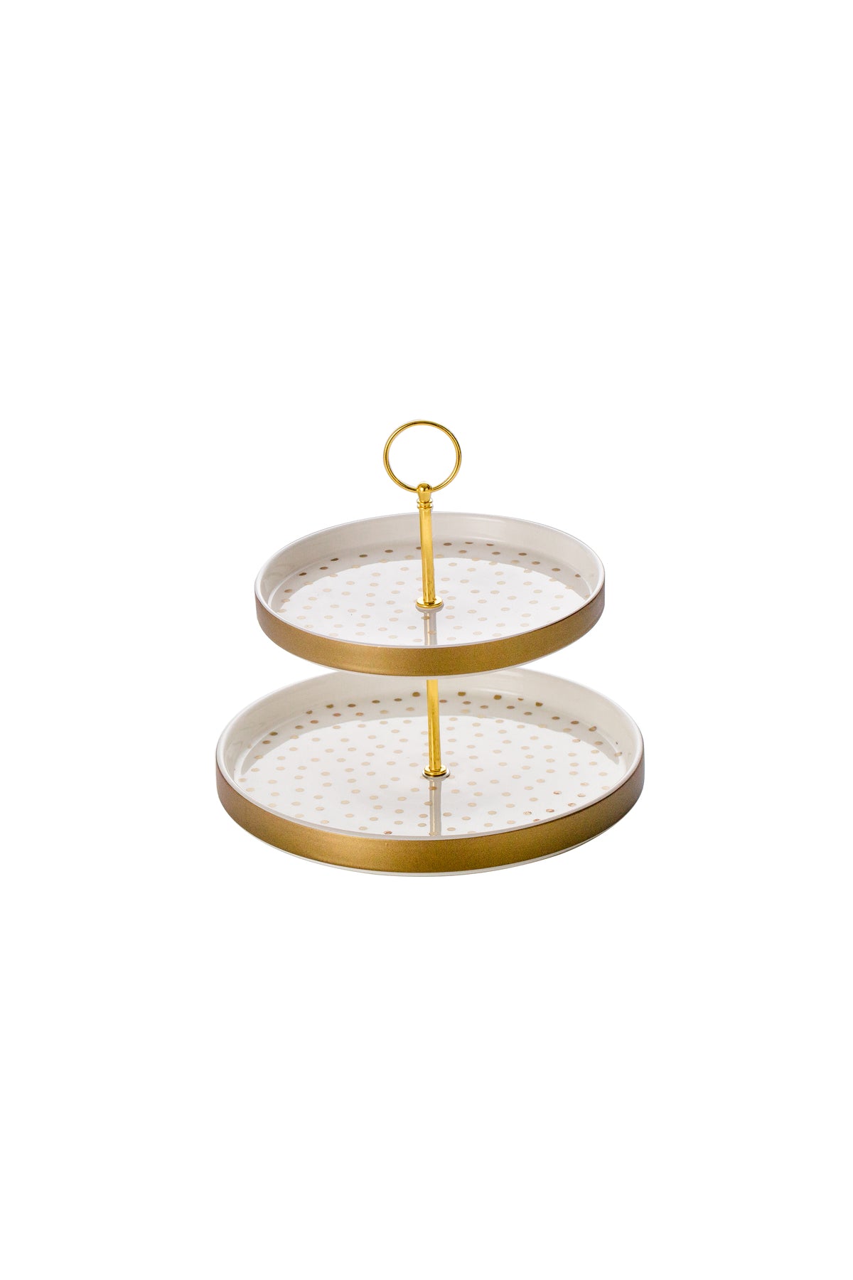 Suport Prăjituri Etajat din Porțelan, 2 Niveluri, 25 cm - Dotted collection