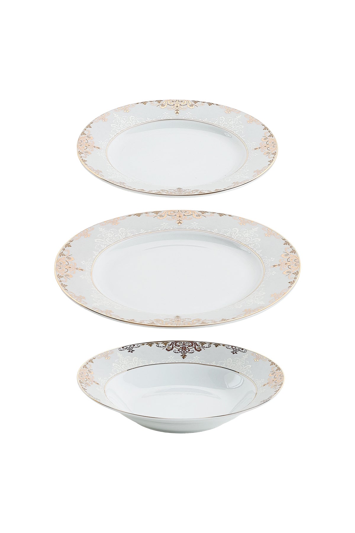 Serviciu de Masă 6 persoane Imperial Gold Medallion din Porțelan , 18 Piese, Design Baroc Regal