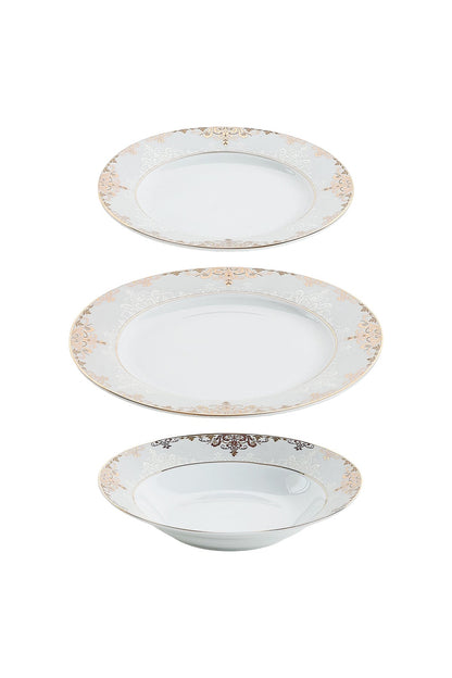 Serviciu de Masă 6 persoane Imperial Gold Medallion din Porțelan , 18 Piese, Design Baroc Regal