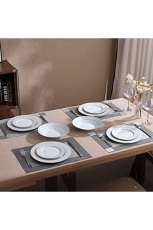 Serviciu de Masă 6 persoan Starlight Silver din Porțelan 18 Piese, Design Modern și Bordură Arginti
