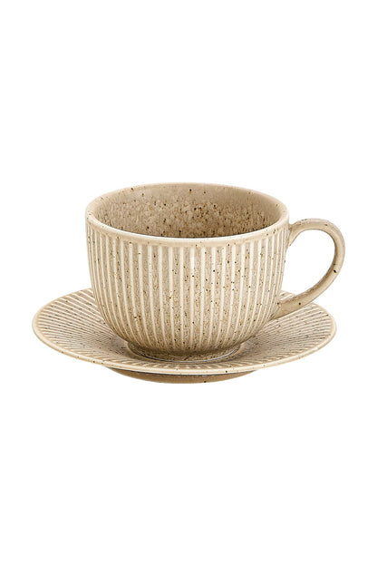Set de 2 cești cu 2 farfurioare, porțelan, 190 ml - Bej nisip