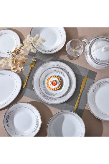 Serviciu de Masă 6 persoane Silver & Gold Filigree din Porțelan, 18 Piese, Design Baroc Bicolor