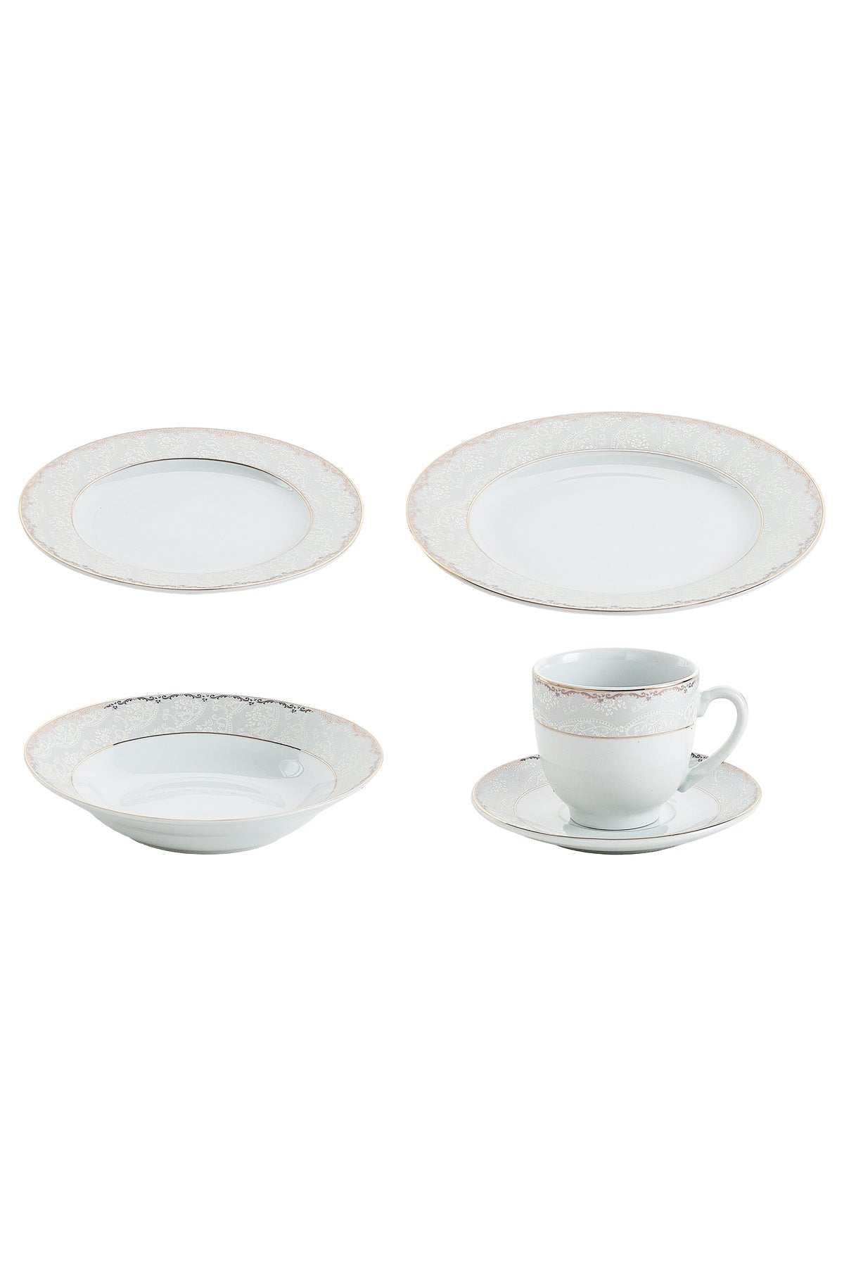 Serviciu de Masă 6 persoane Golden Heritage din Porțelan , 30 piese, Design Clasic Oriental Auriu