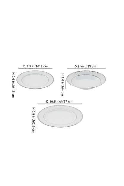 Serviciu de Masă 6 persoane Silver Lace Heritage din Porțelan , 18 Piese, Design Broderie Clasică