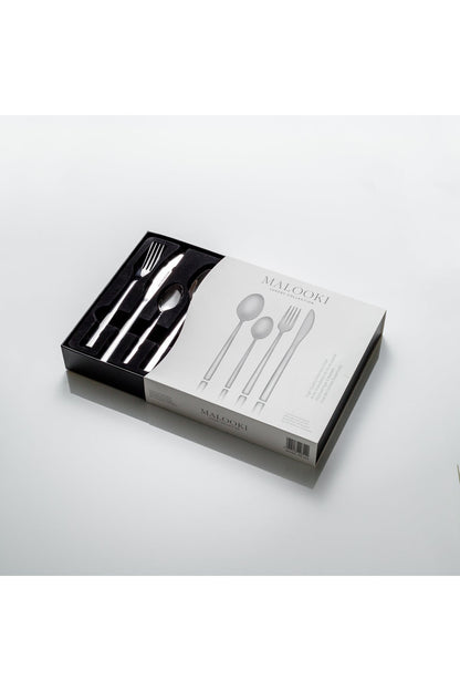 Set Tacâmuri modern 24 Piese pentru 6 persoane, Inox premium - Argintiu