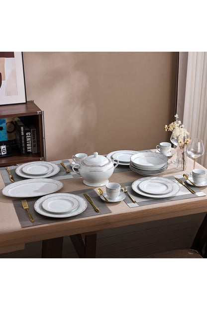 Serviciu de Masă 12 Persoane Golden Heritage din Porțelan 64 Piese, Design Clasic Oriental Auriu
