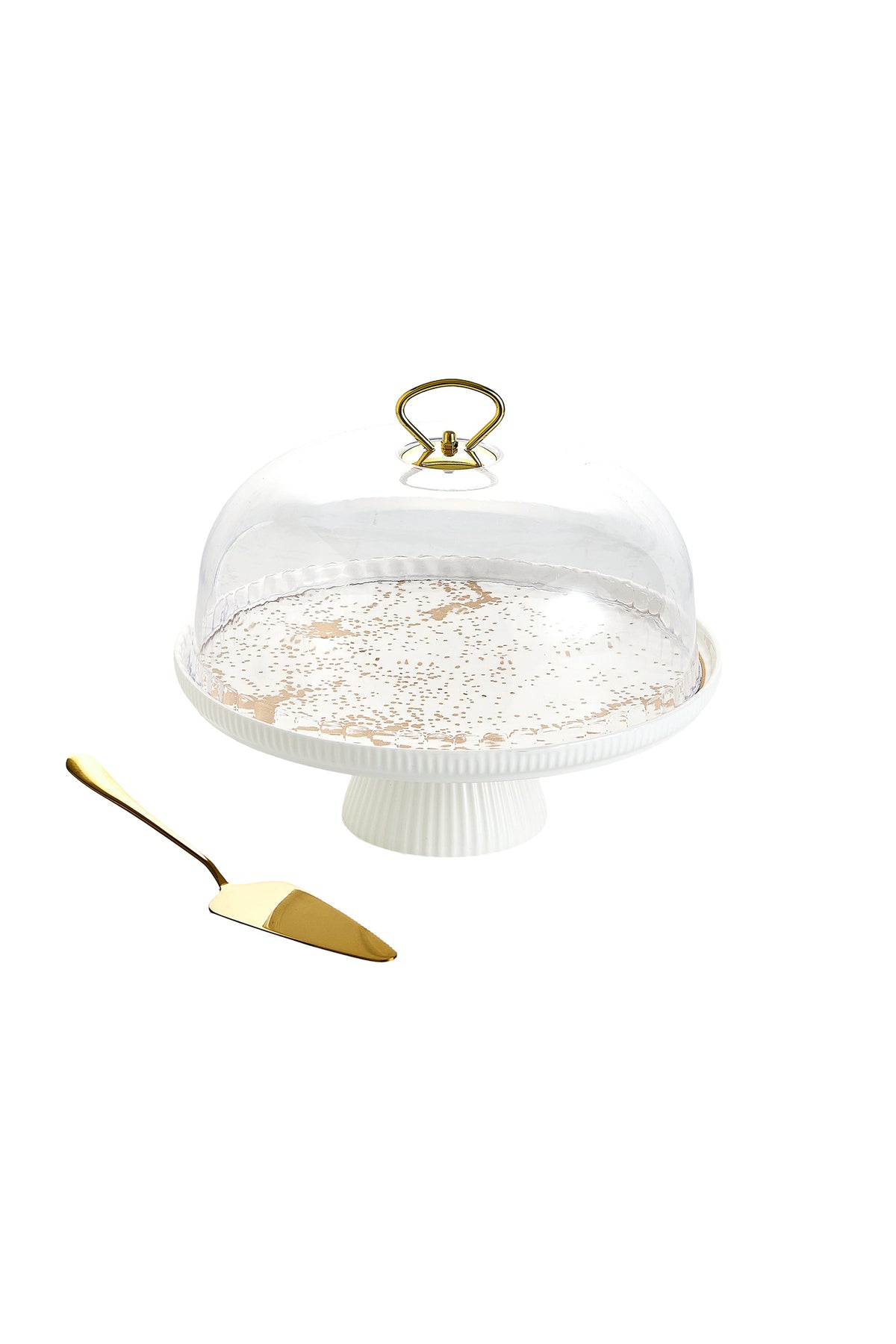 Platou tort din porțelan cu picior și capac transparent, 27.5 cm - Sprinkles Collection