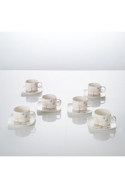 Set de 6 cești cu 6 farfurioare, 180 ml - Lifetree Collection