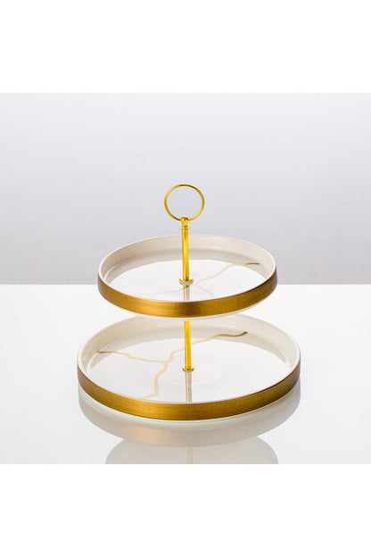 Suport Prăjituri Etajat din Porțelan, 2 Niveluri, 25 cm - Infinity collection