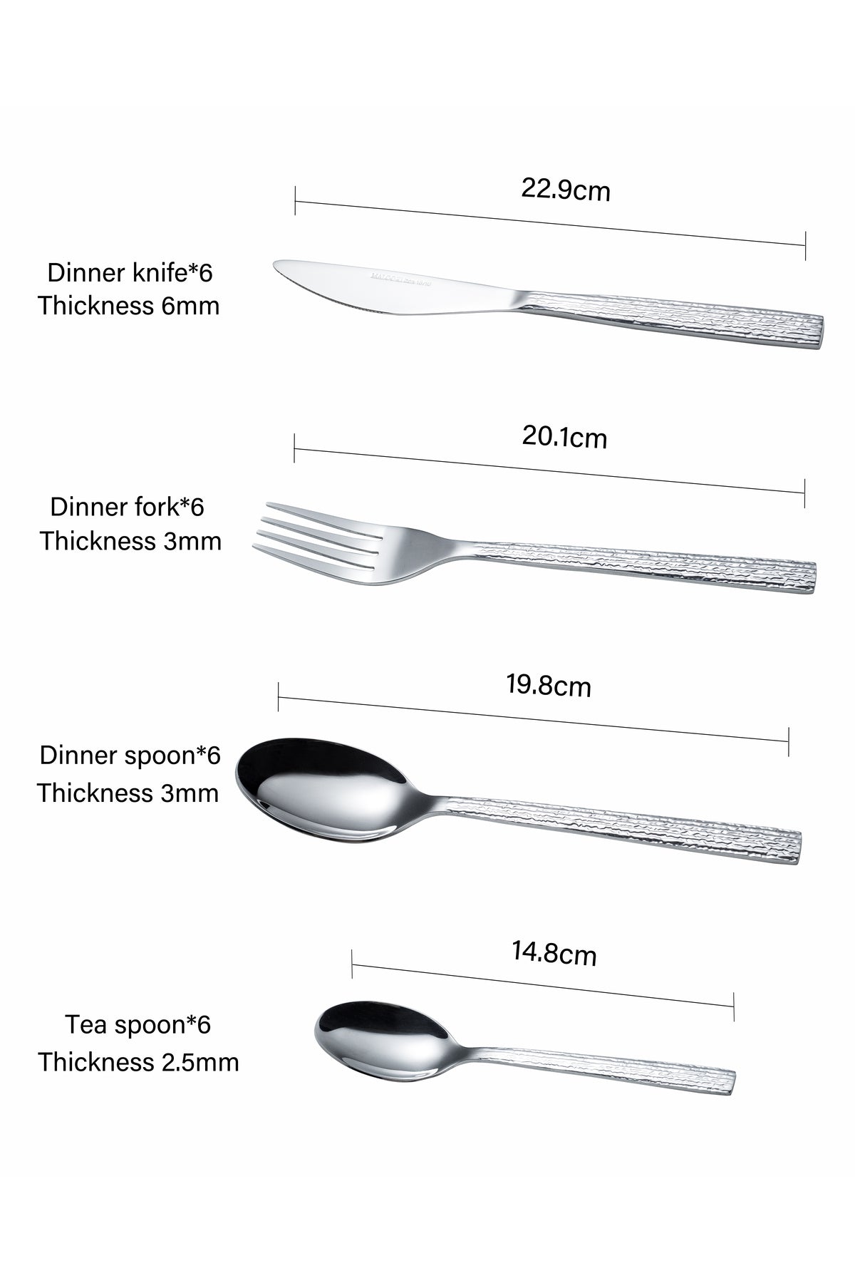 Set Tacâmuri 24 Piese pentru 6 persoane, Inox premium, Argintiu – Artisan Weave
