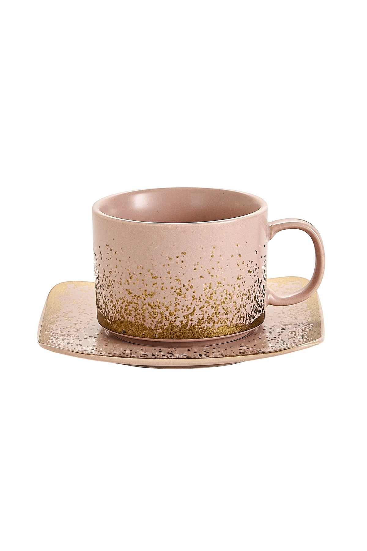 Set de 2 cești cu 2 farfurioare, 180 ml - Roz pal - Snowing Collection