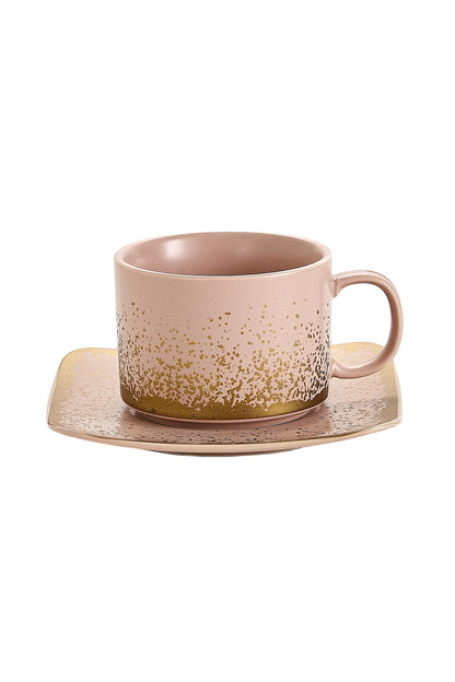 Set de 2 cești cu 2 farfurioare, 180 ml - Roz pal - Snowing Collection