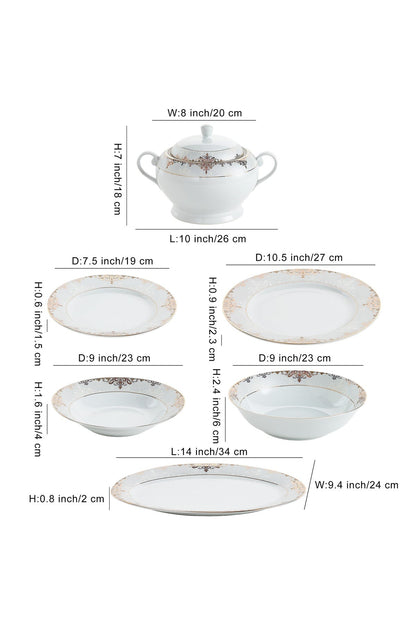Serviciu de Masă 12 Persoane Imperial Gold Medallion din Porțelan , 40 piese, Design Baroc Regal