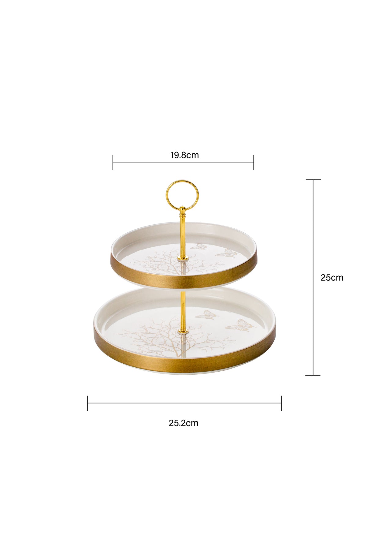 Suport Prăjituri Etajat din Porțelan, 2 Niveluri, 25 cm - Lifetree collection